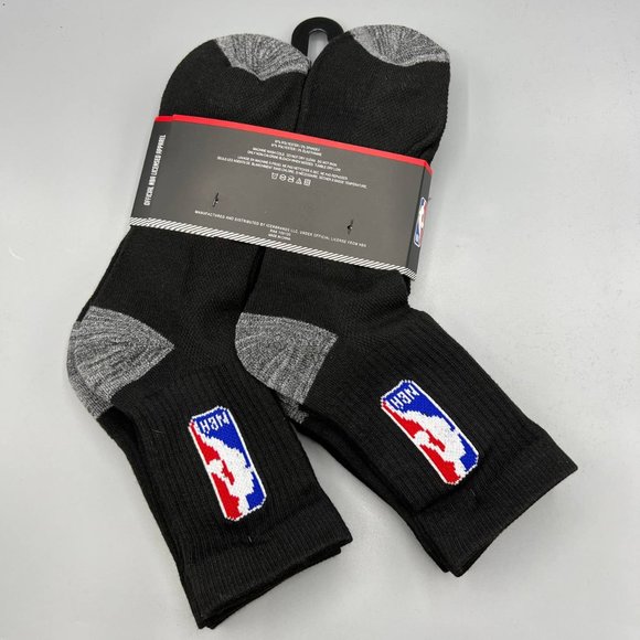 Official NBA Logoman Basketball Men's High Socks 6 Pairs Black Size 6-12 - Picture 2 of 5